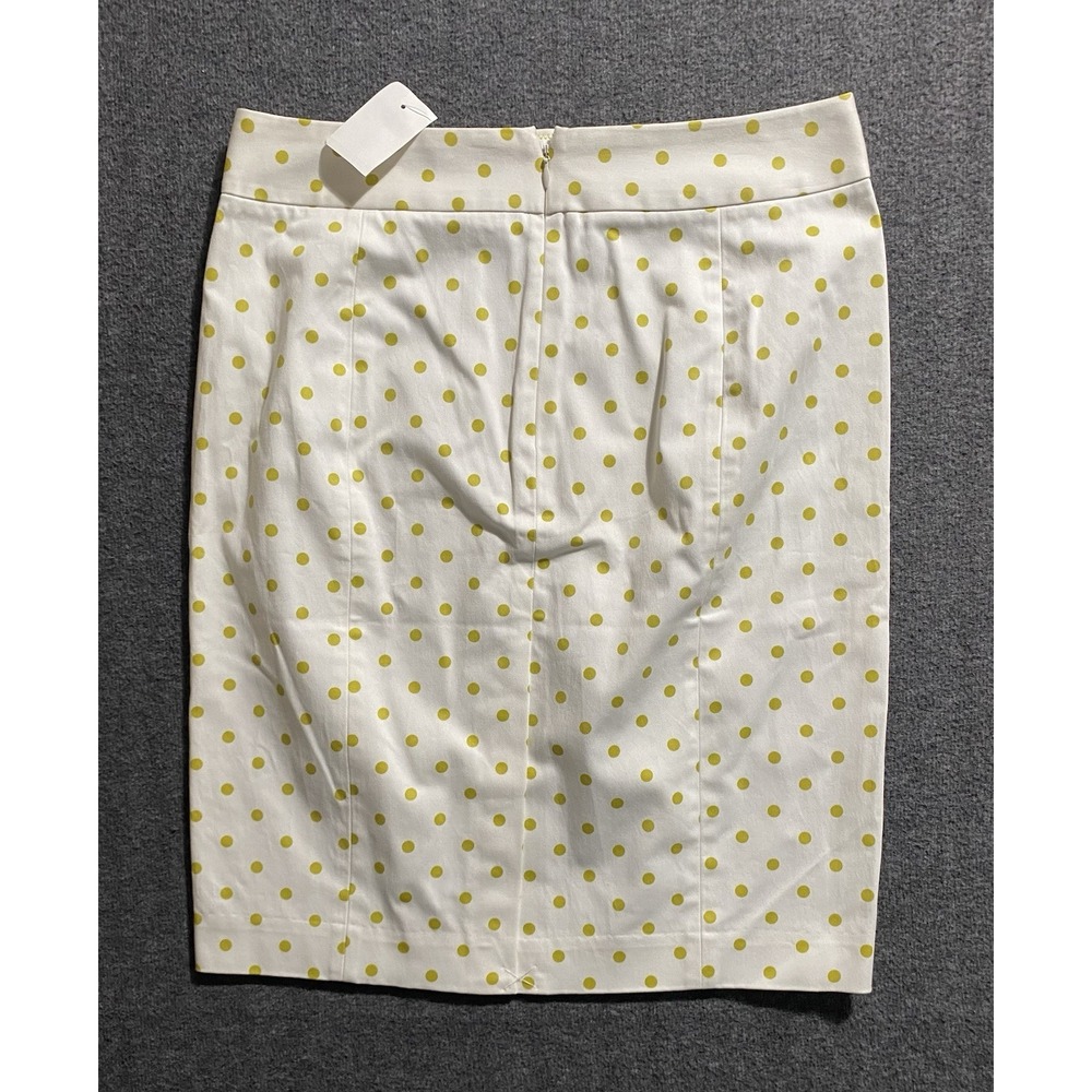 J Crew Womens Skirt Off White Polka Dot Straight Unlined Back Zip Career Size 6